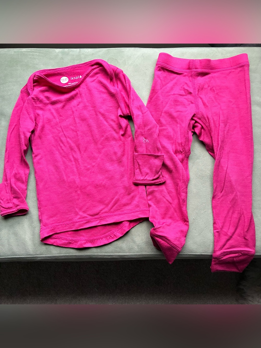 Iksplor Merino Wool Base layer Set Outdoor Pink Sz 12-24 mo